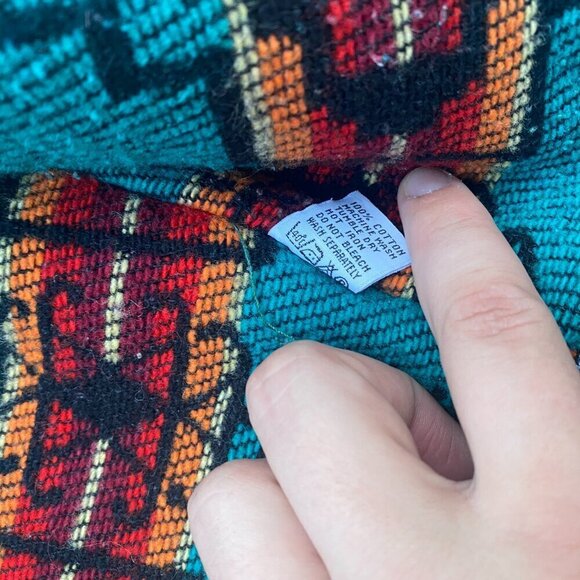 Vintage 1980s Blanket Lined Giordano Aztec Denim Jacket Large - Picture 9 of 14